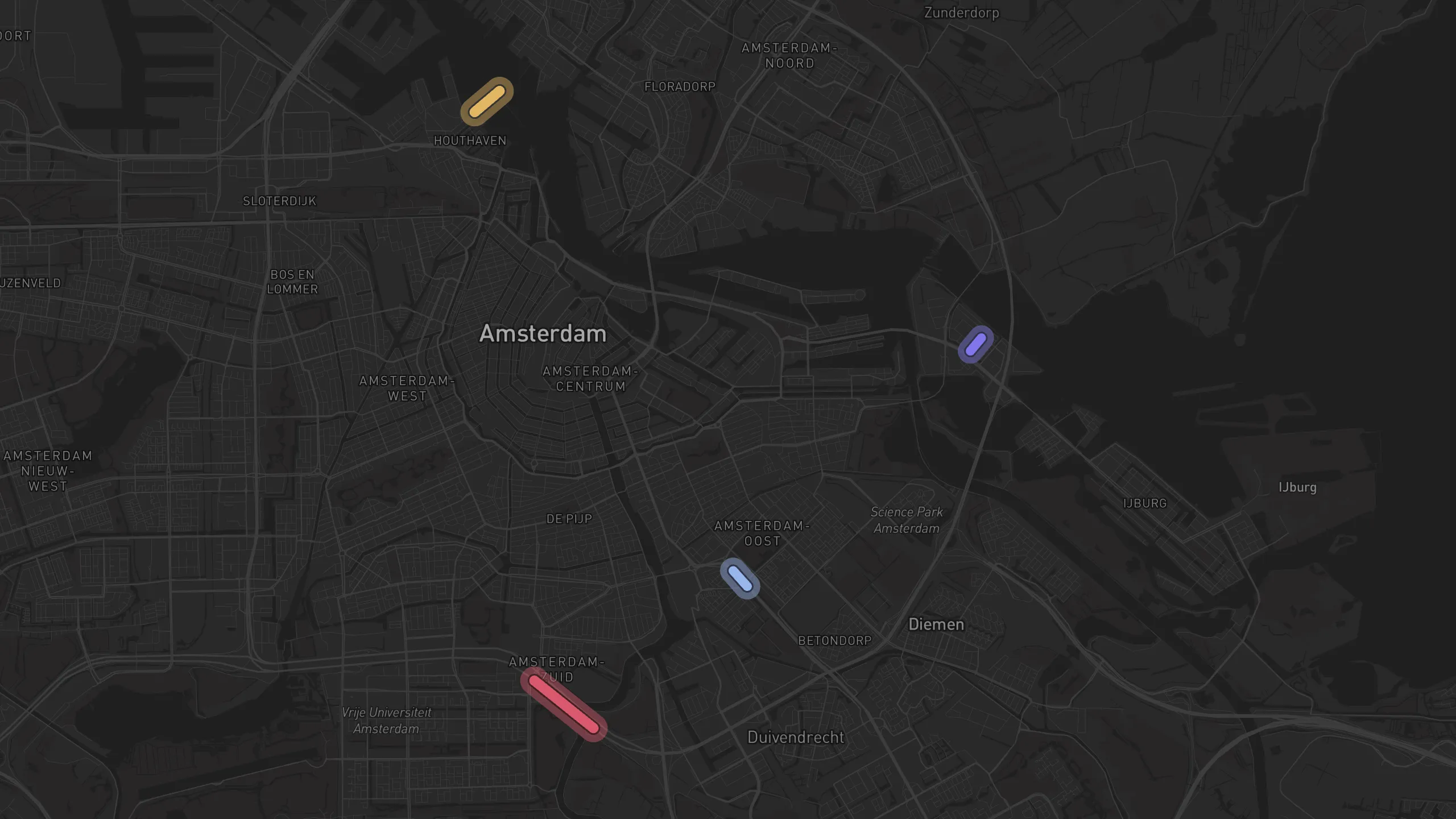 Map of street alignments in Amsterdam