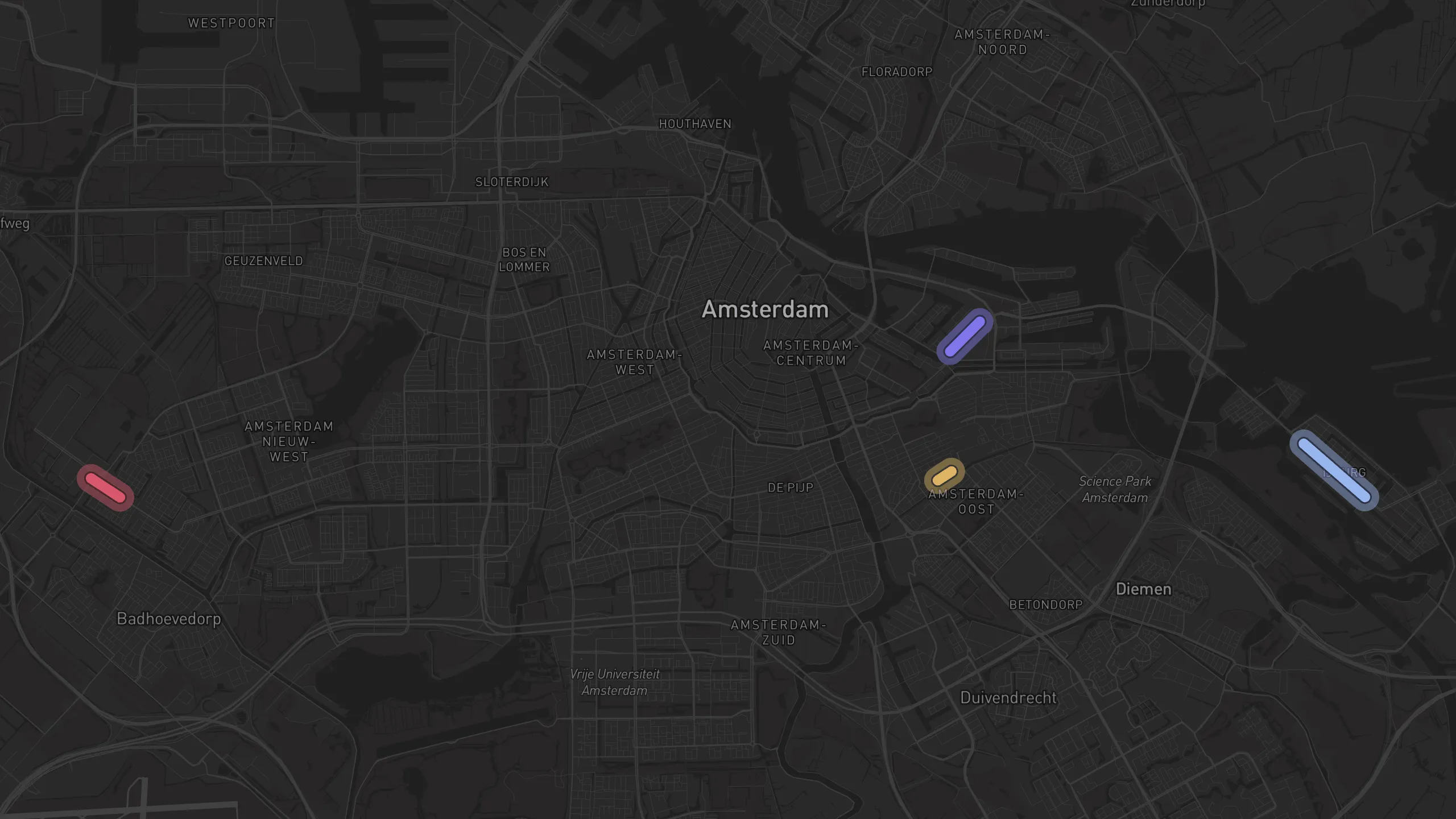 Map of street alignments in Amsterdam