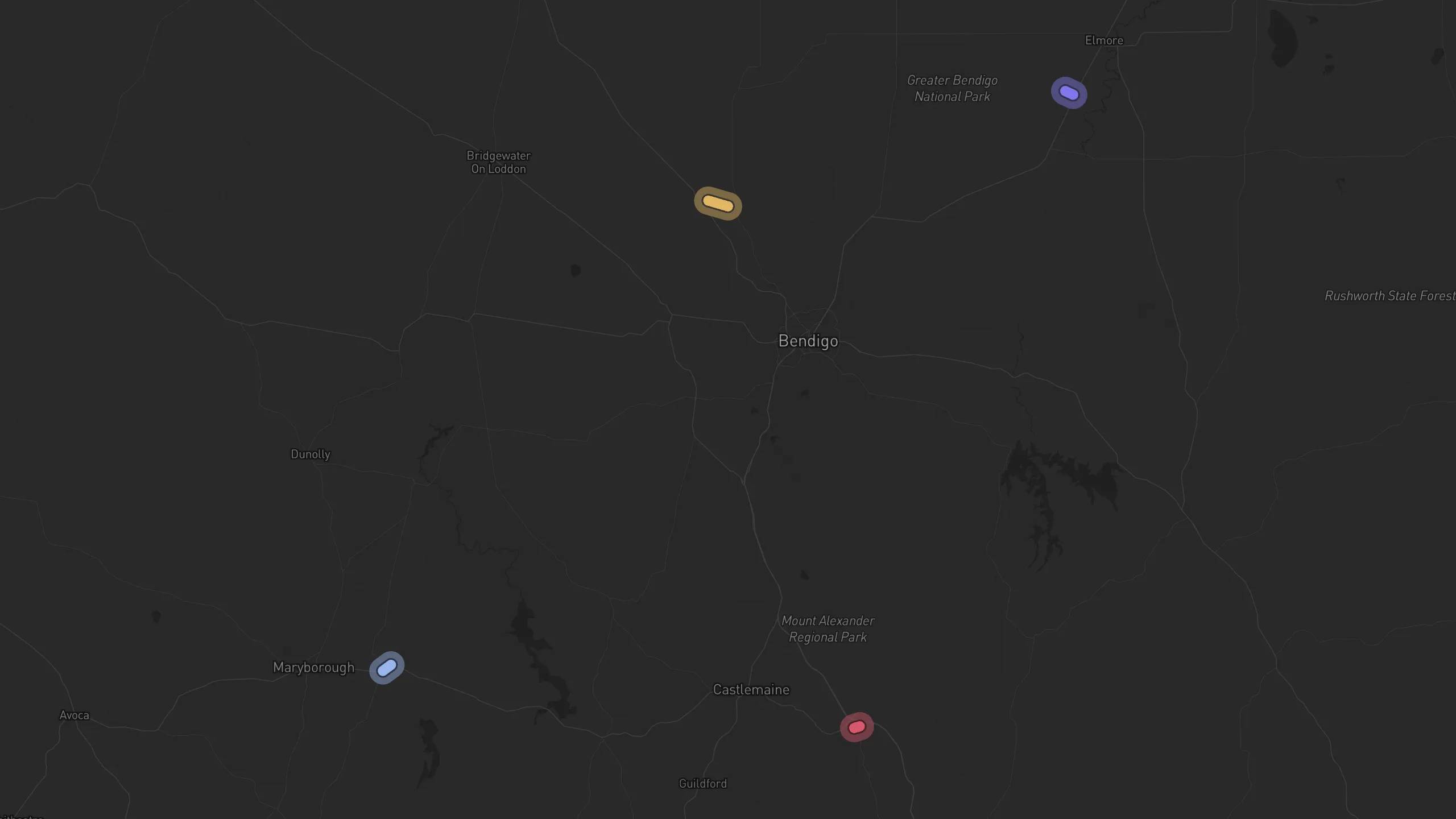 Map of street alignments in Bendigo