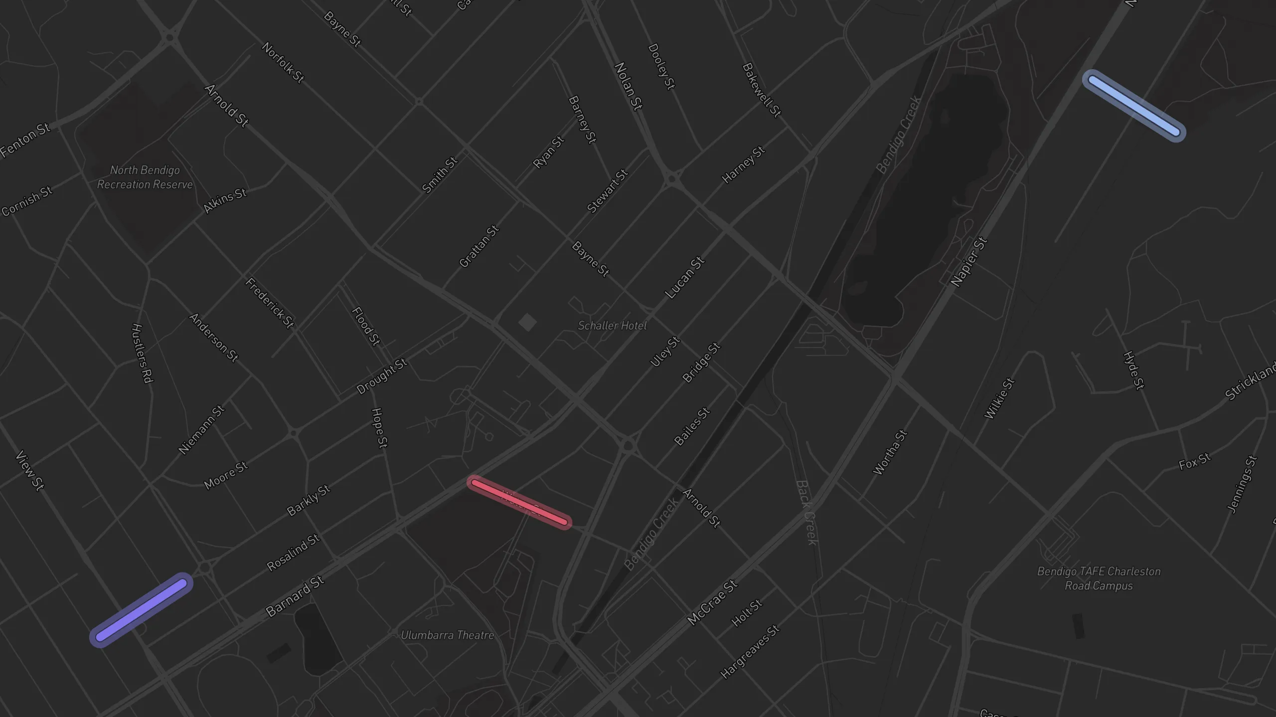 Map of street alignments in Bendigo