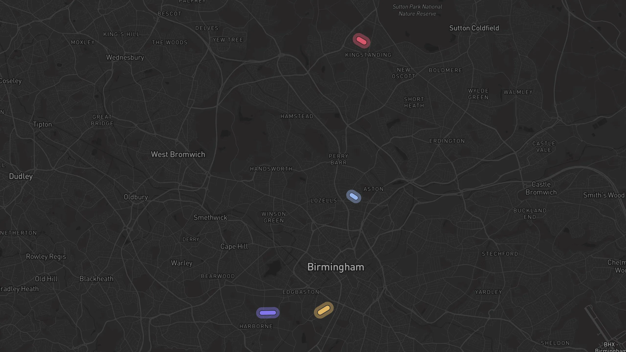 Map of street alignments in Birmingham