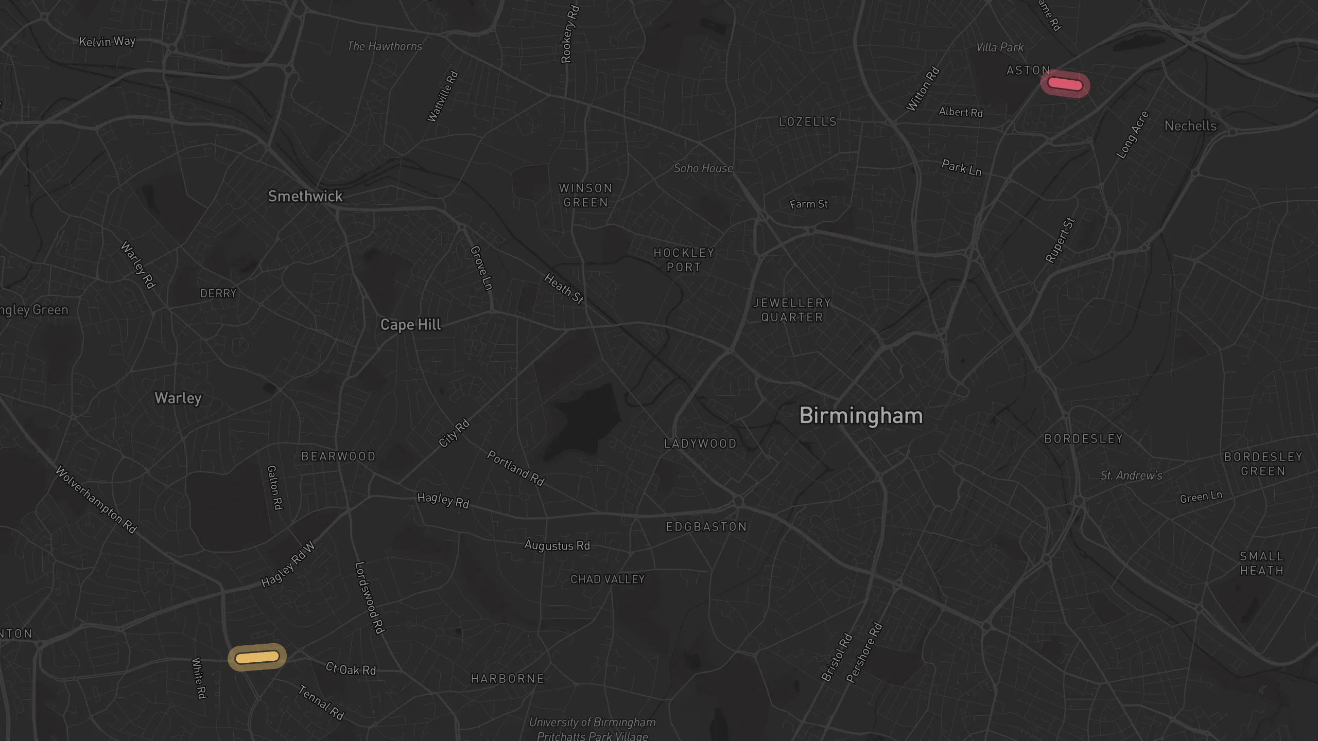 Map of street alignments in Birmingham