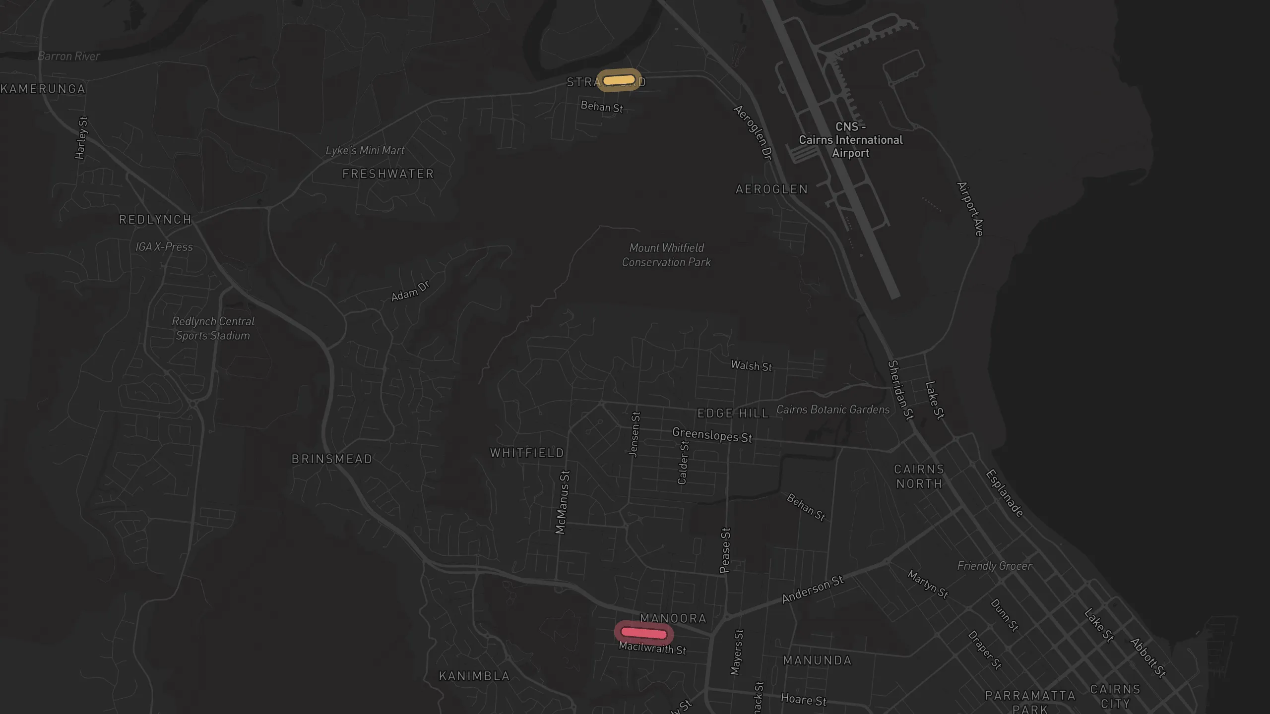 Map of street alignments in Cairns