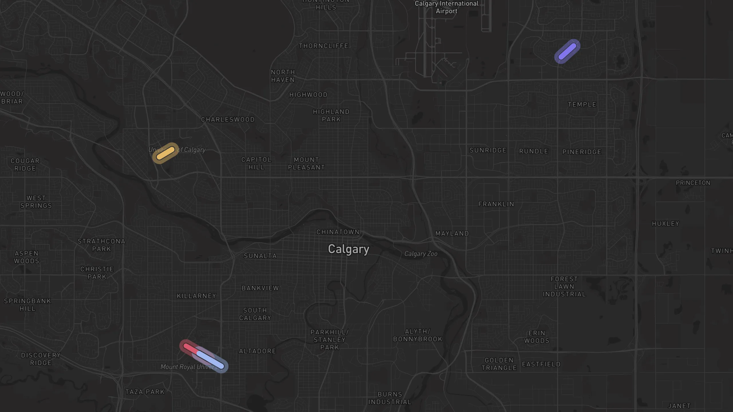Map of street alignments in Calgary