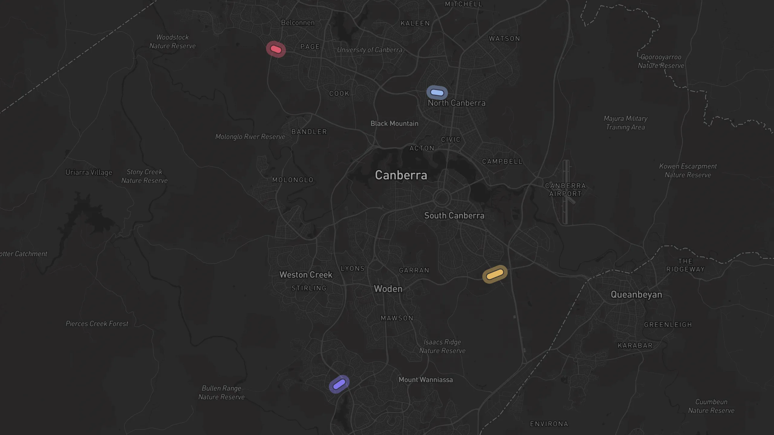 Map of street alignments in Canberra