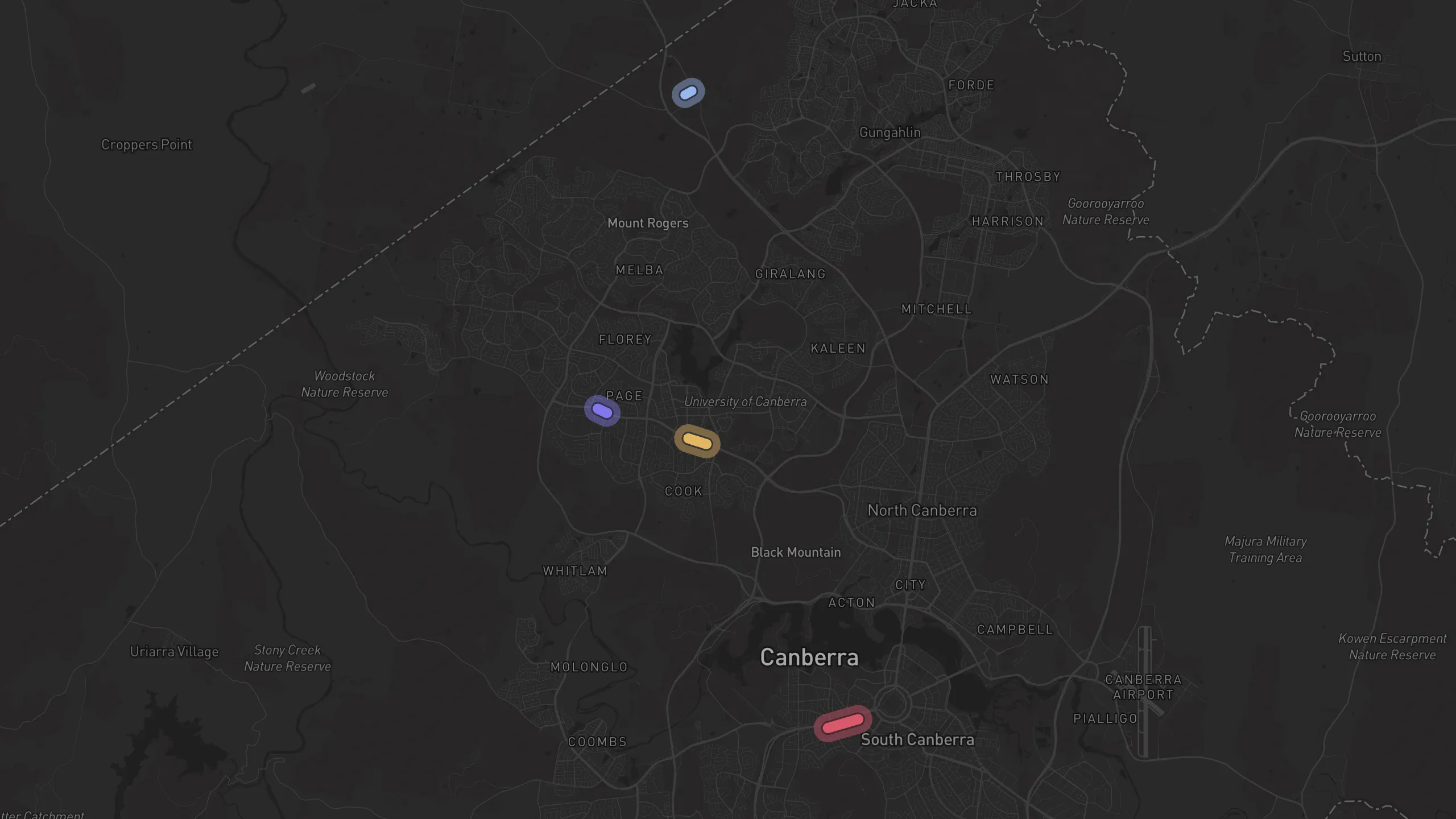 Map of street alignments in Canberra