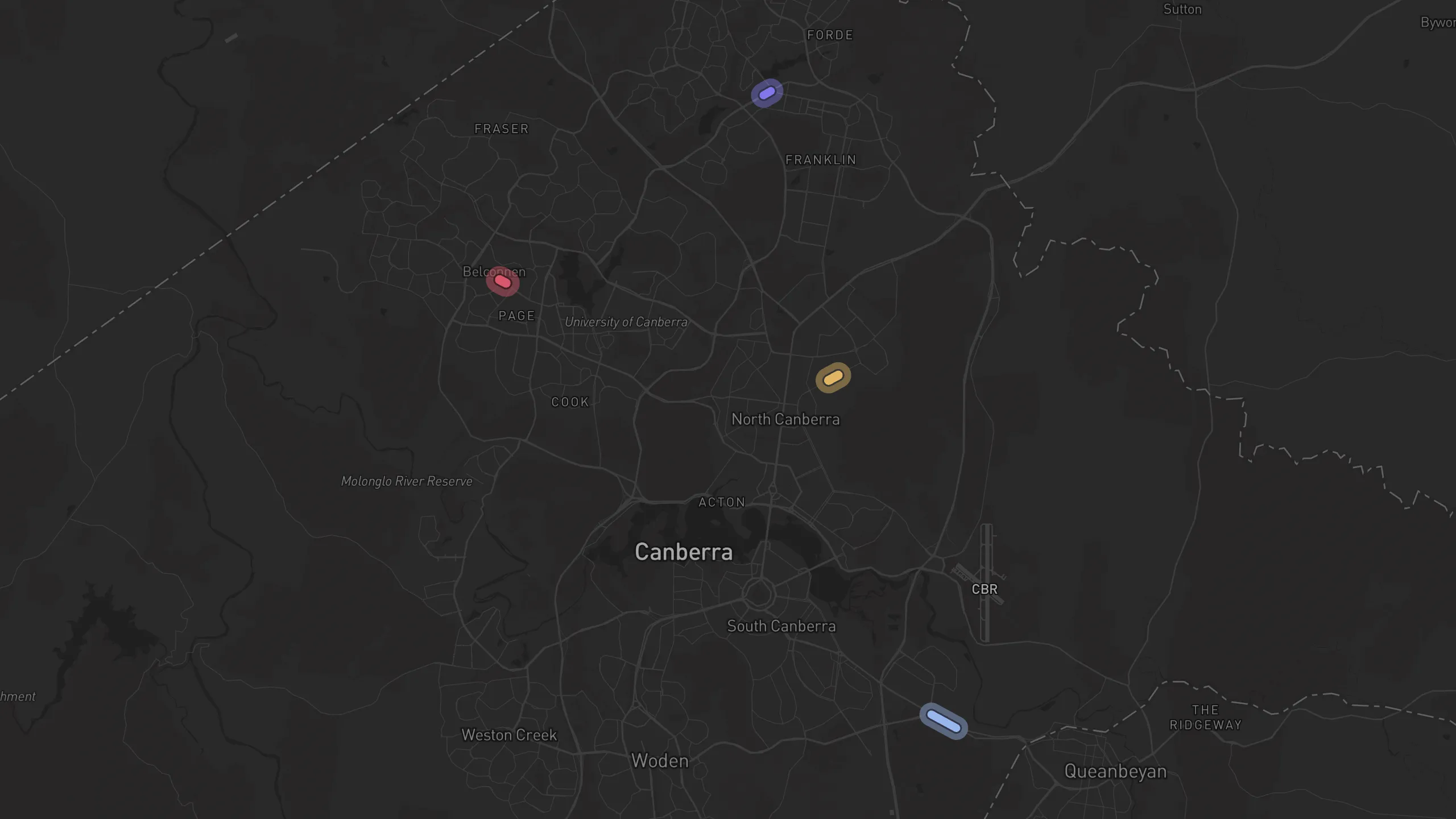 Map of street alignments in Canberra