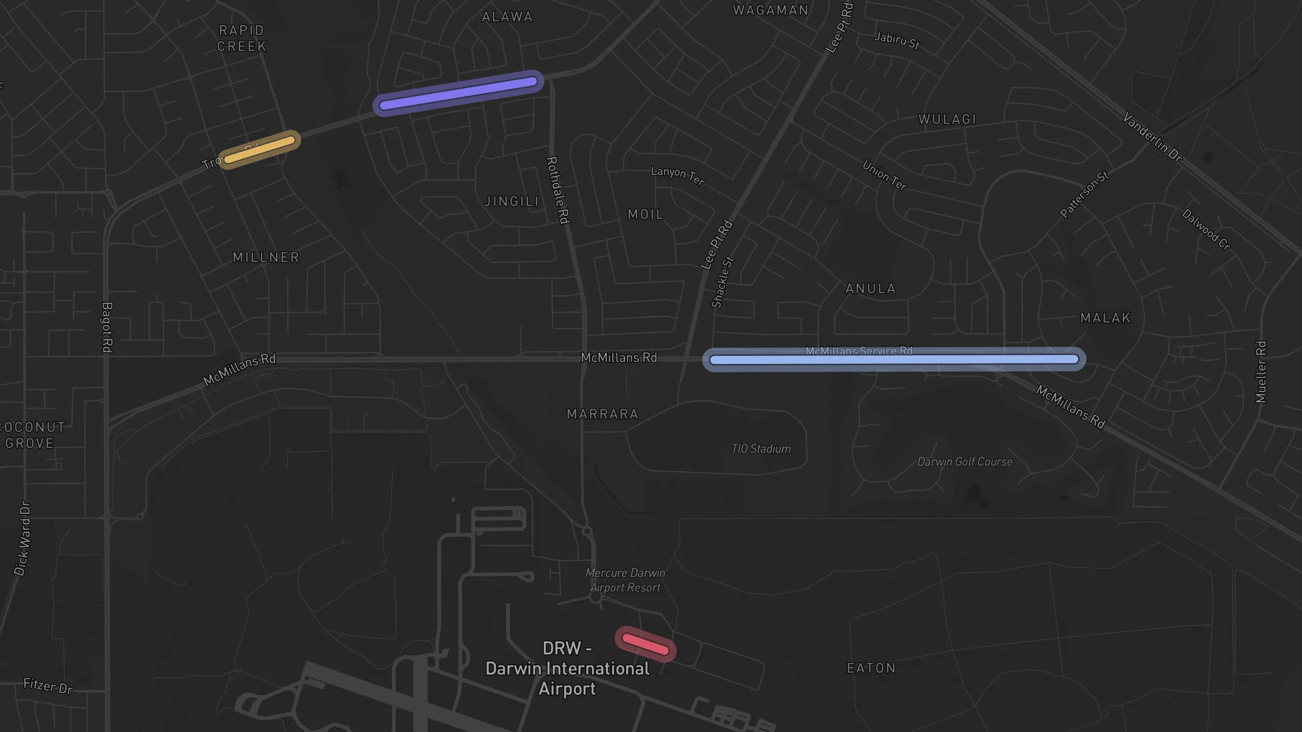 Map of street alignments in Darwin