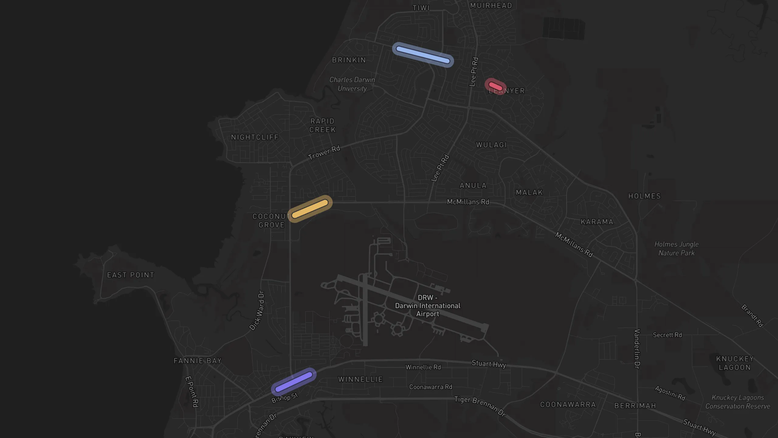 Map of street alignments in Darwin