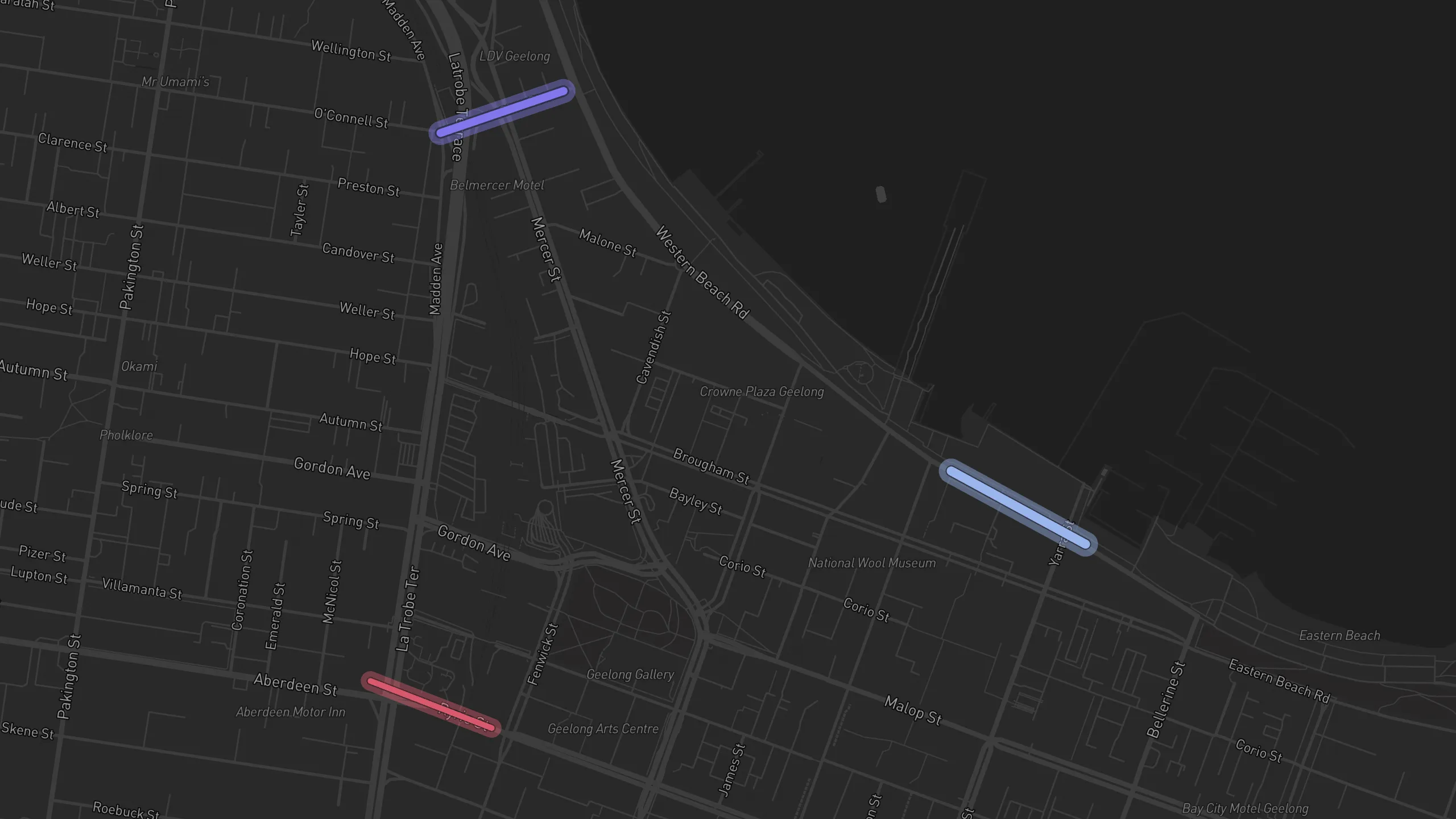 Map of street alignments in Geelong