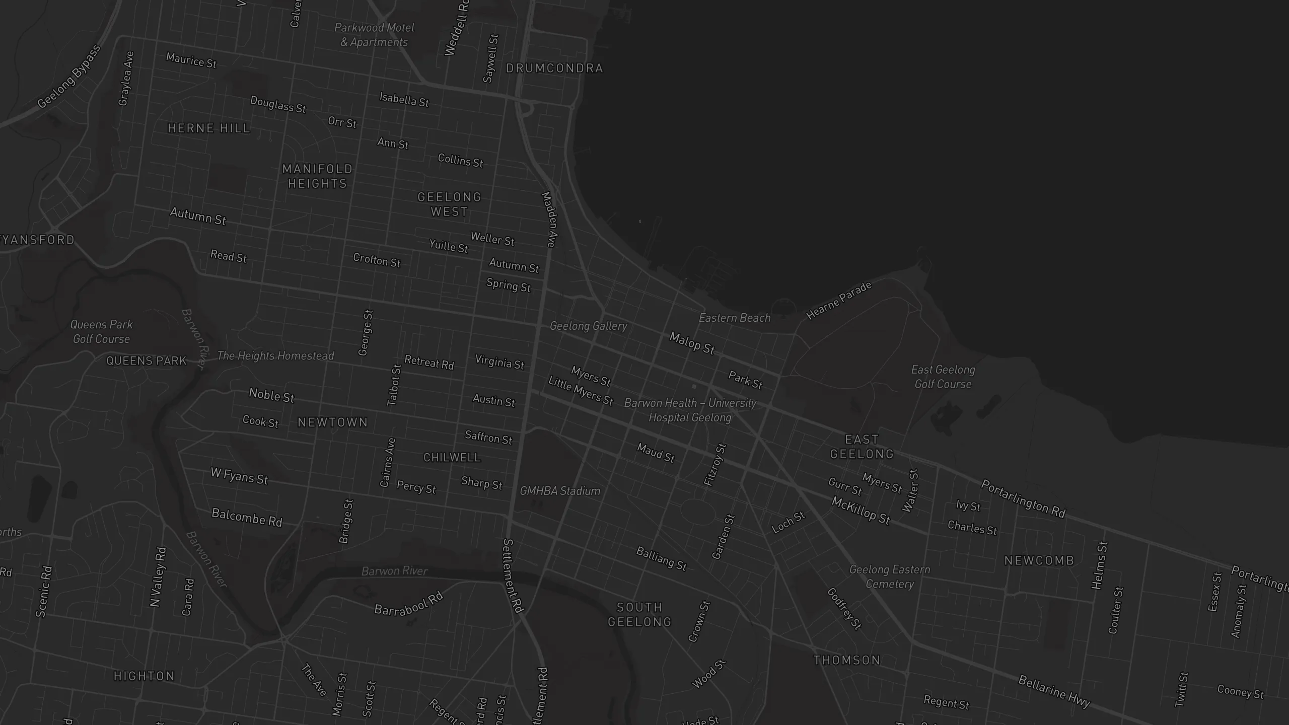 Map of street alignments in Geelong