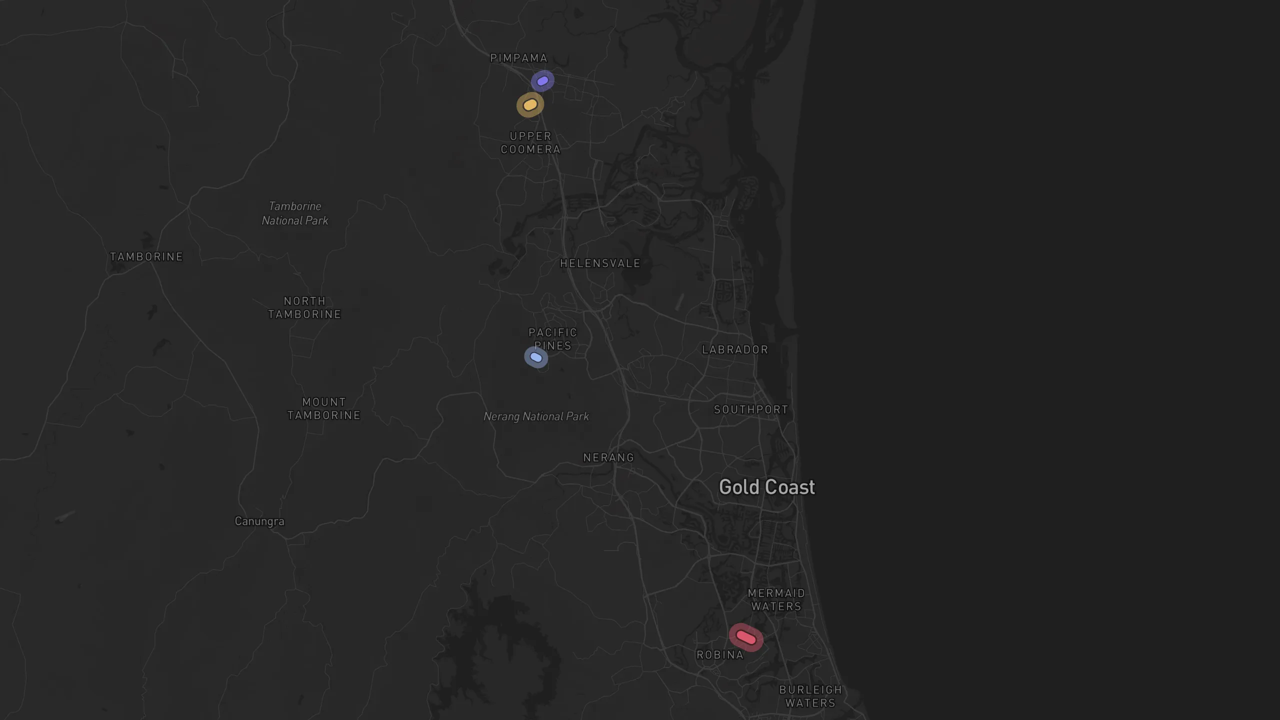 Map of street alignments in Gold Coast