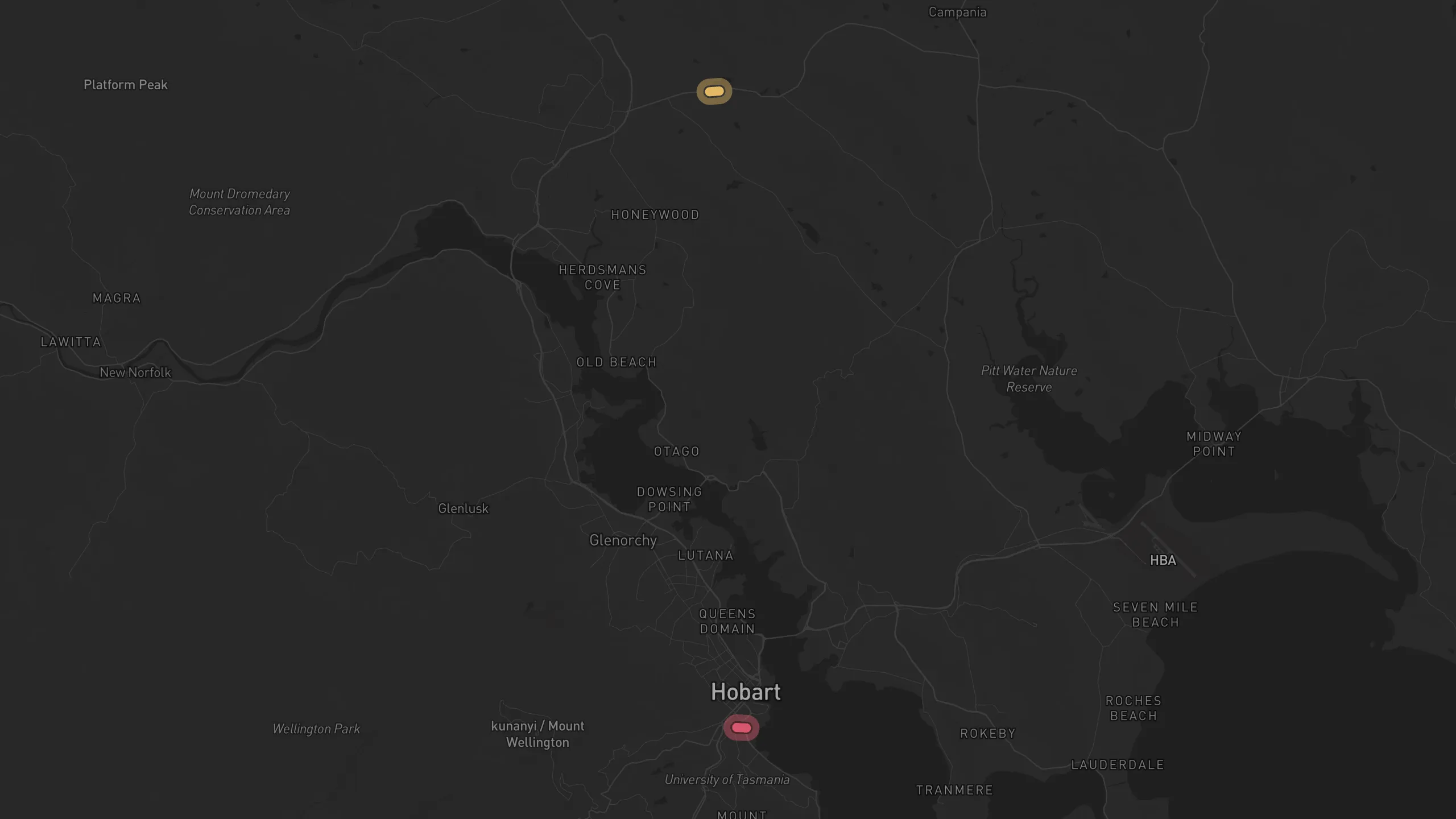 Map of street alignments in Hobart