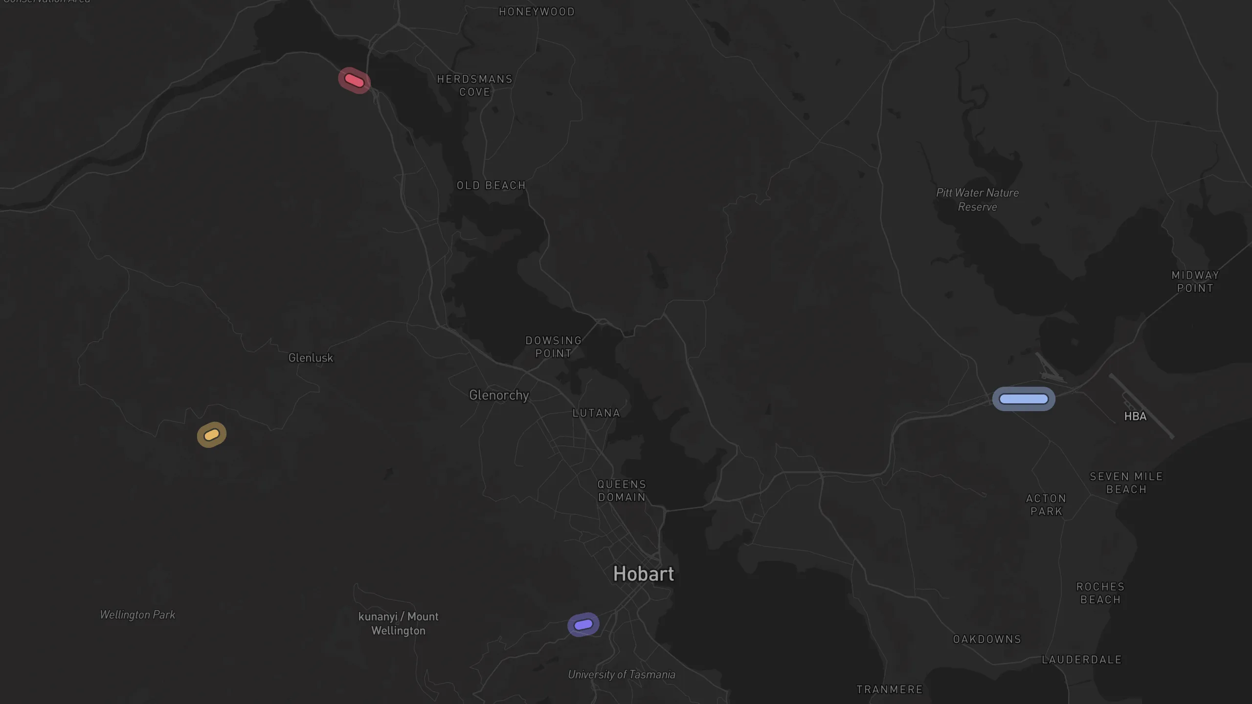 Map of street alignments in Hobart