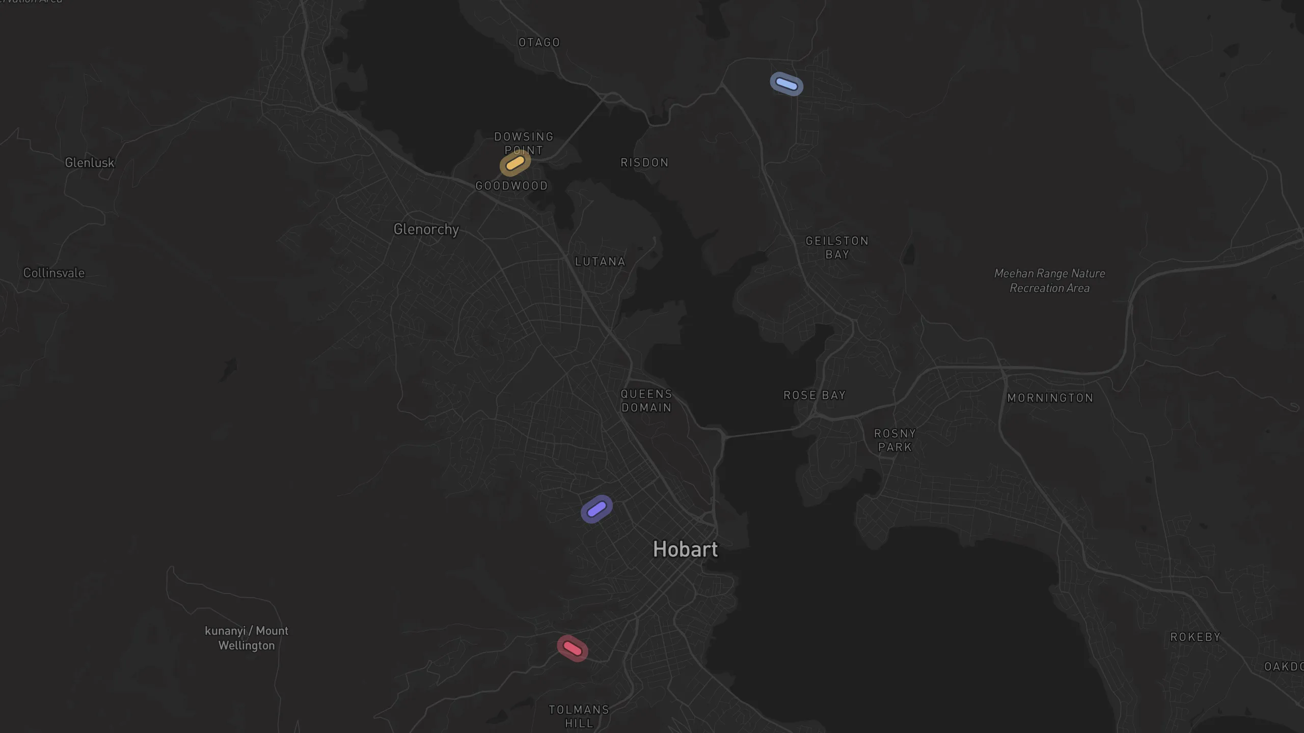 Map of street alignments in Hobart