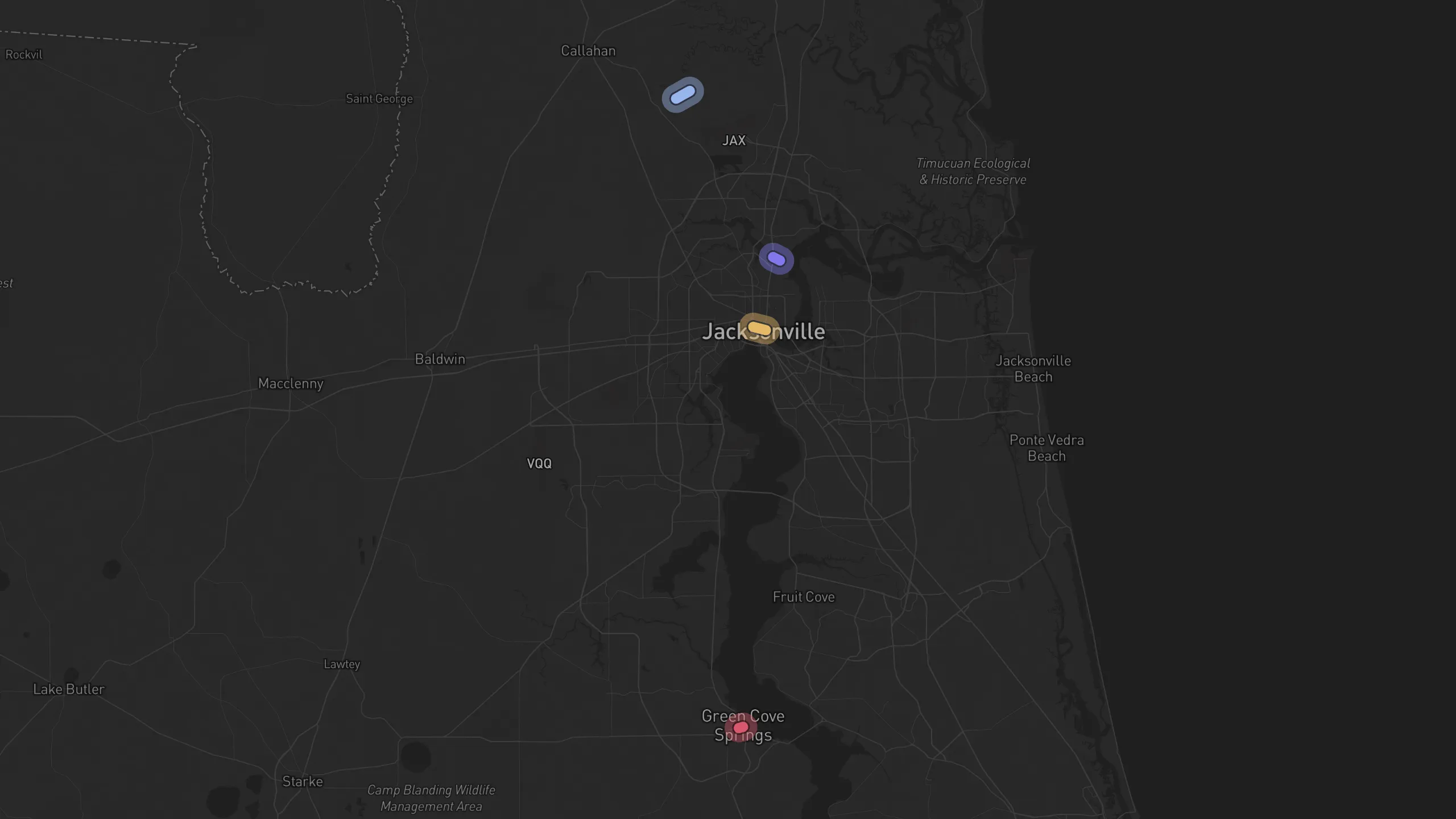 Map of street alignments in Jacksonville