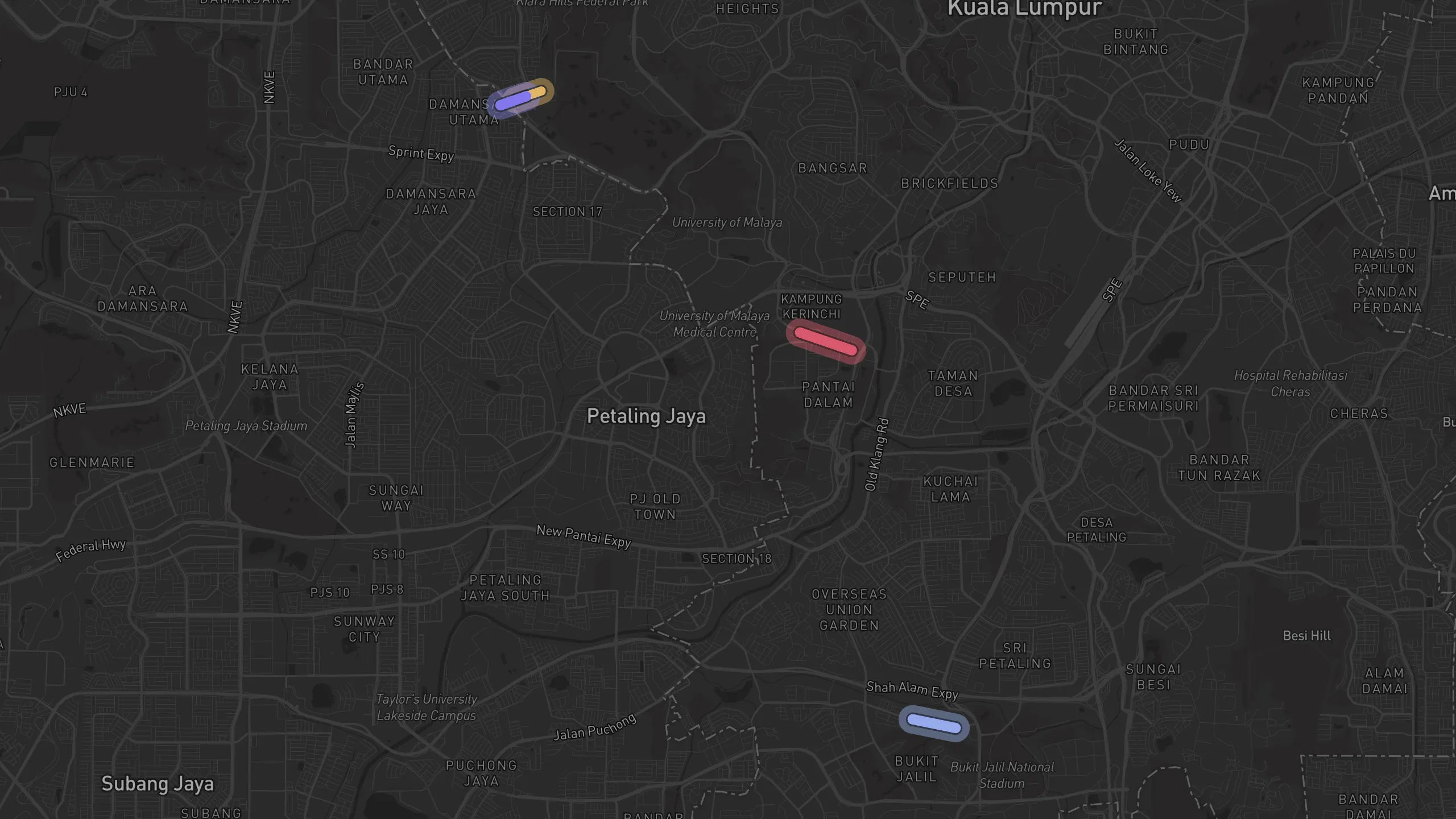 Map of street alignments in Kuala Lumpur