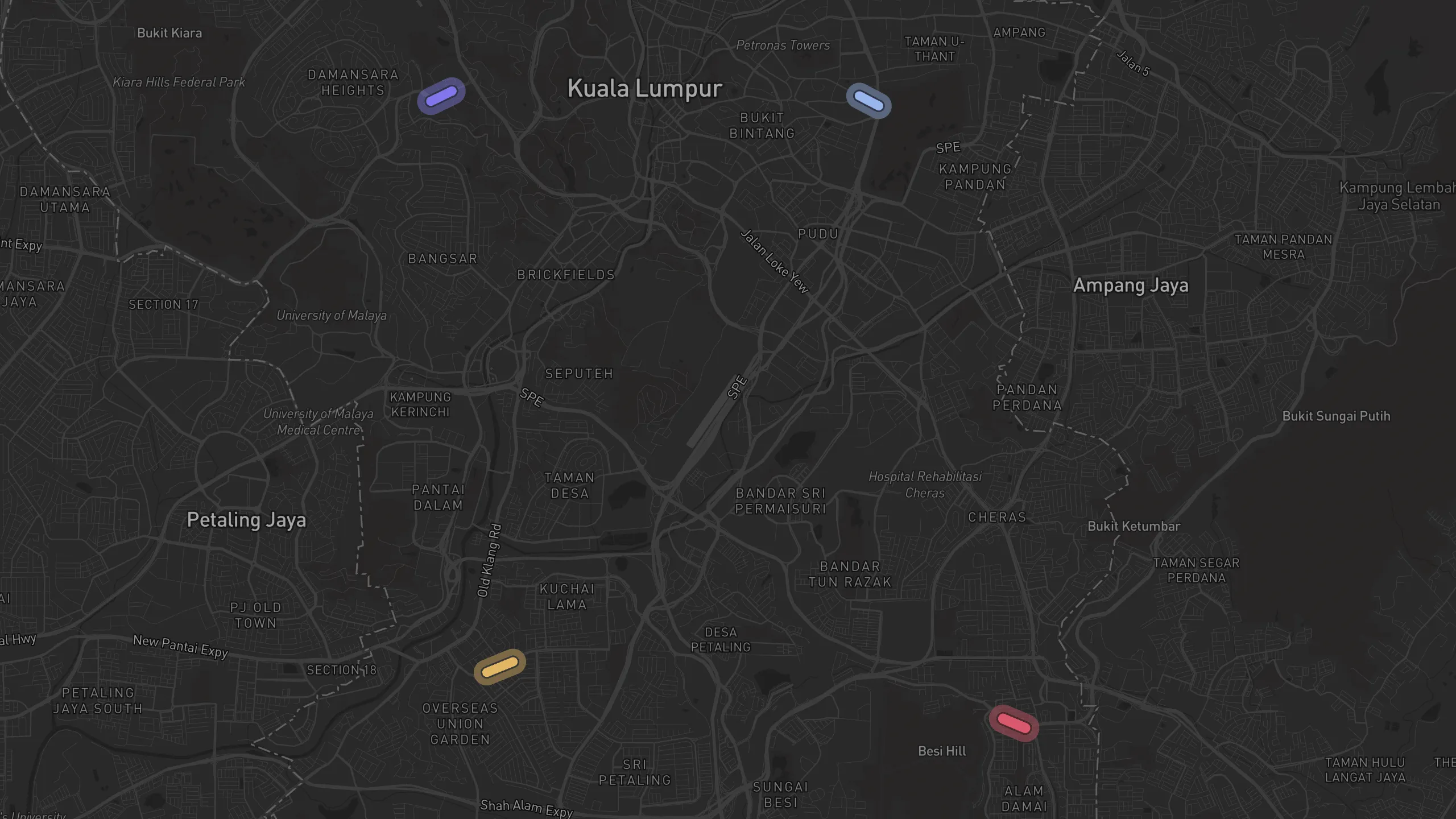 Map of street alignments in Kuala Lumpur