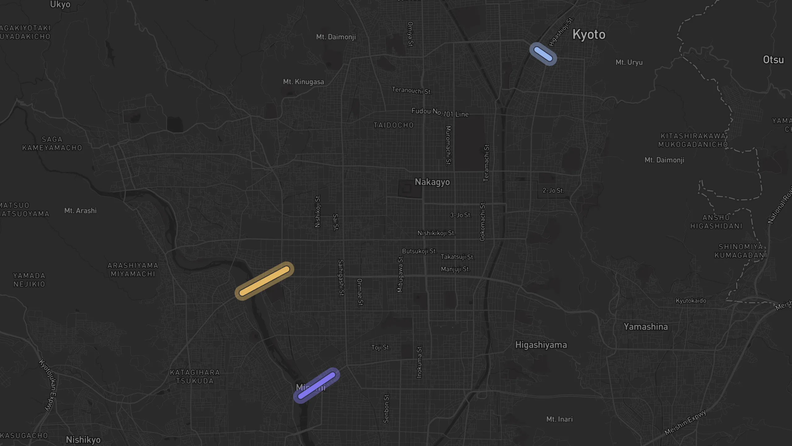 Map of street alignments in Kyoto