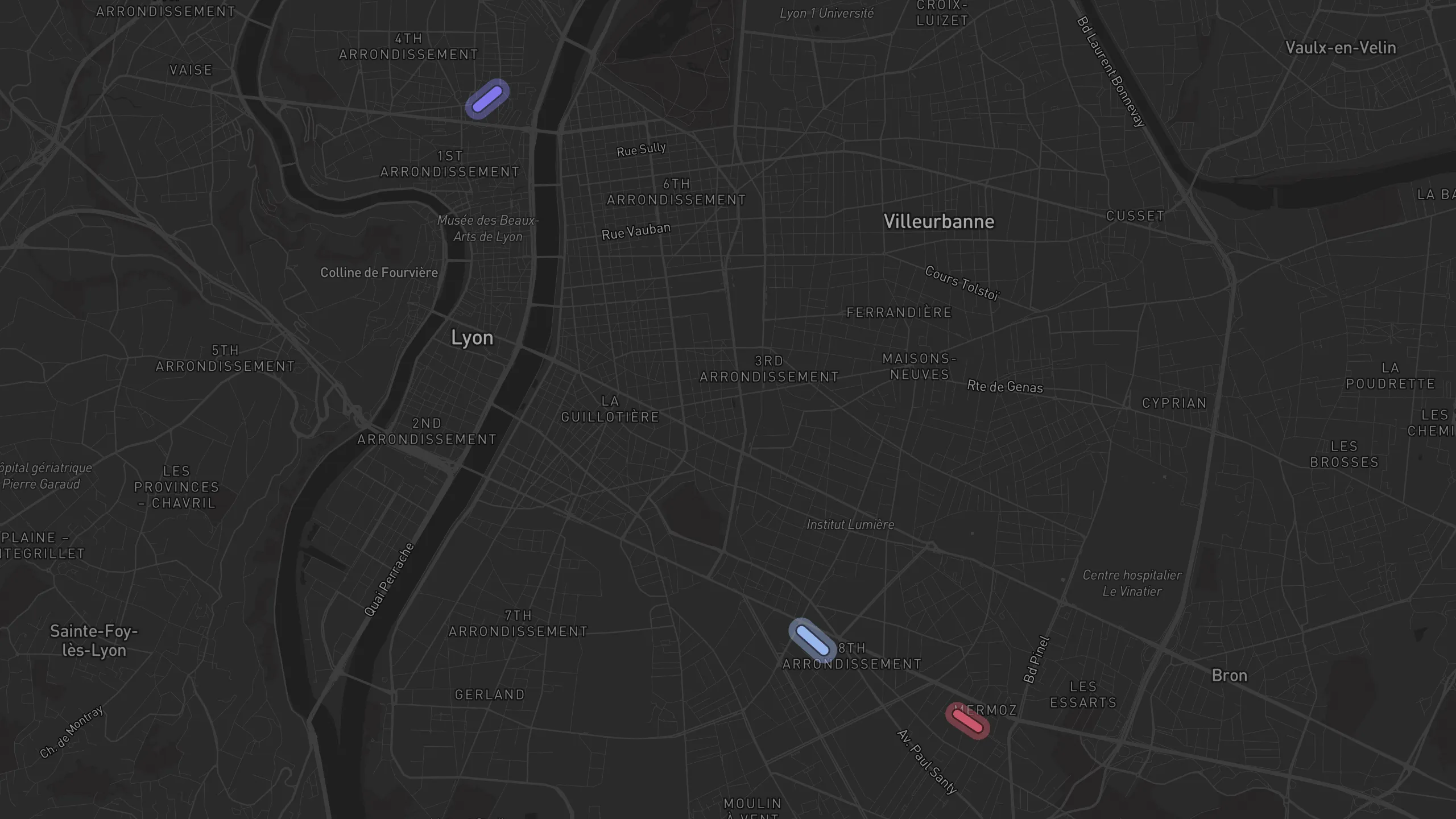Map of street alignments in Lyon