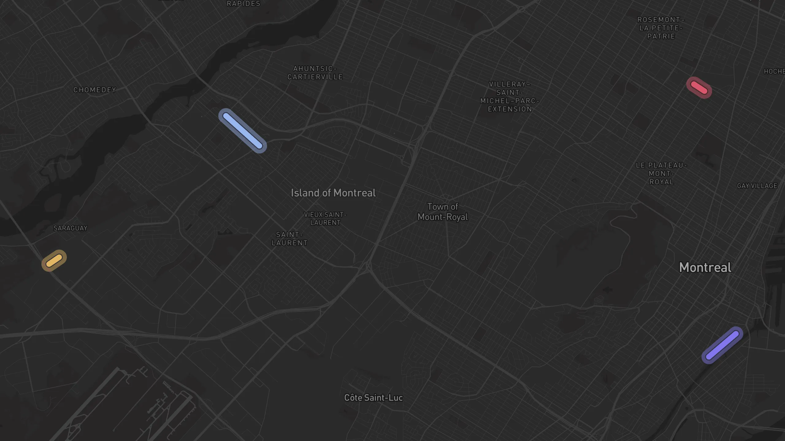 Map of street alignments in Montreal
