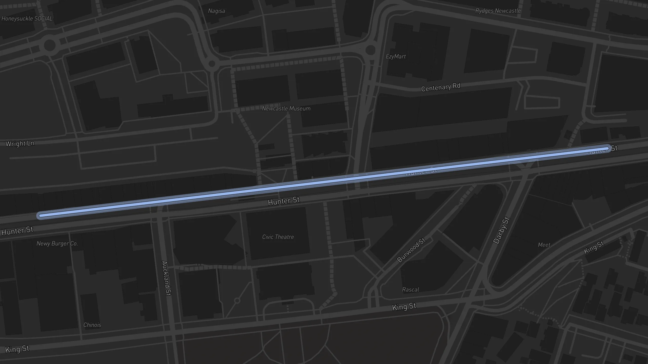 Map of street alignments in Newcastle
