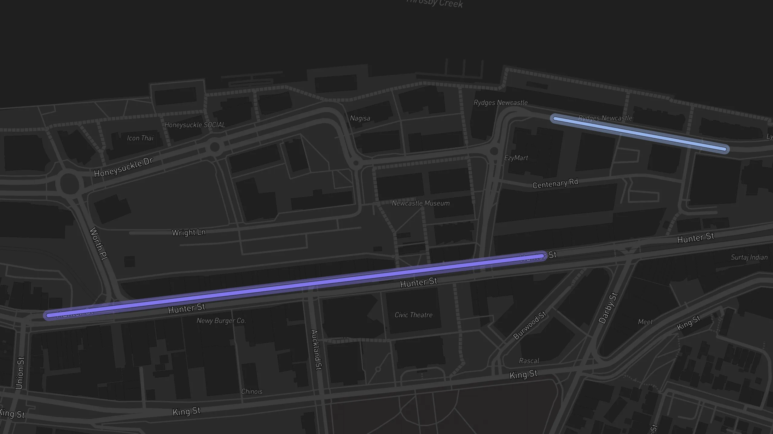 Map of street alignments in Newcastle