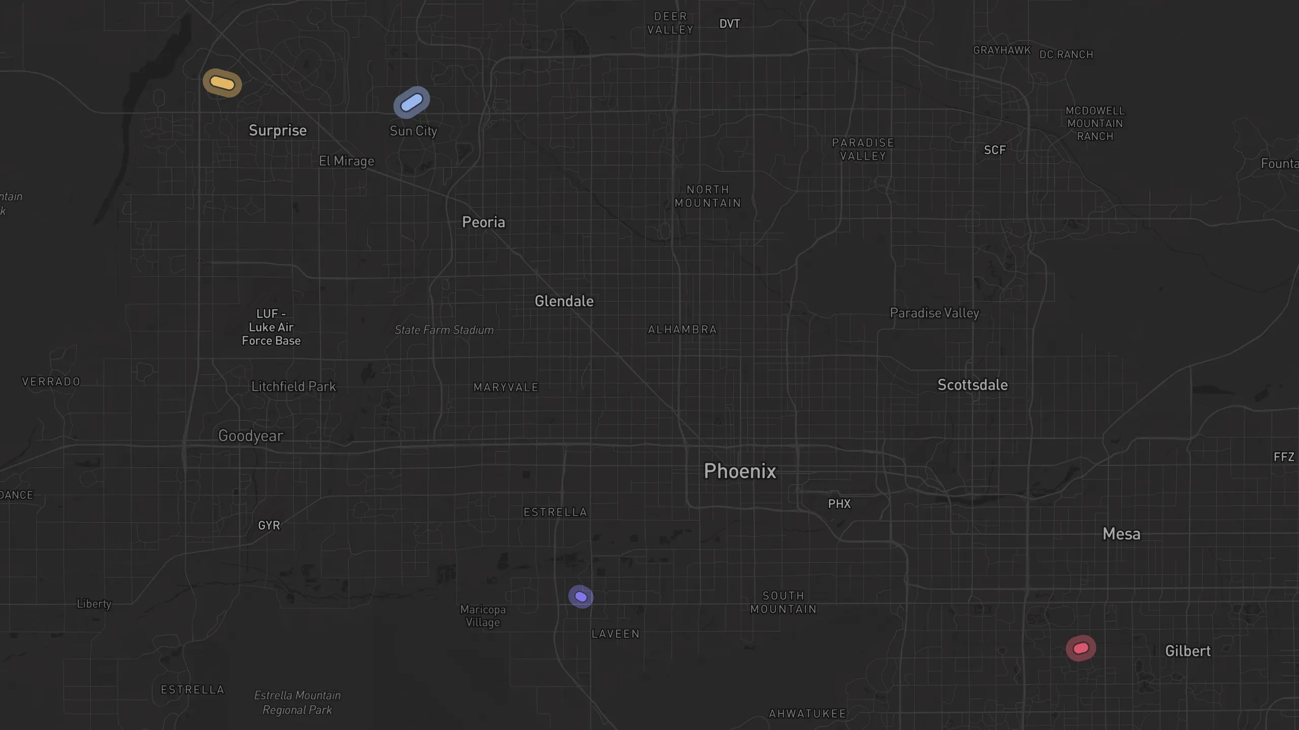 Map of street alignments in Phoenix