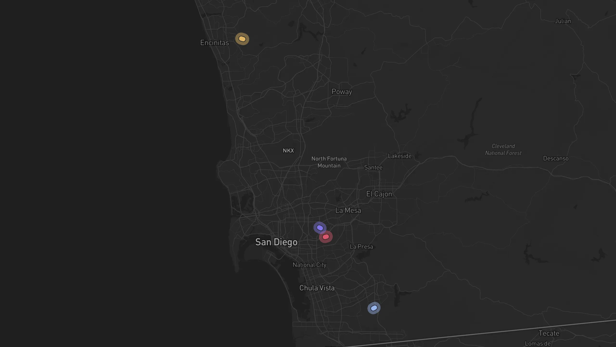 Map of street alignments in San Diego