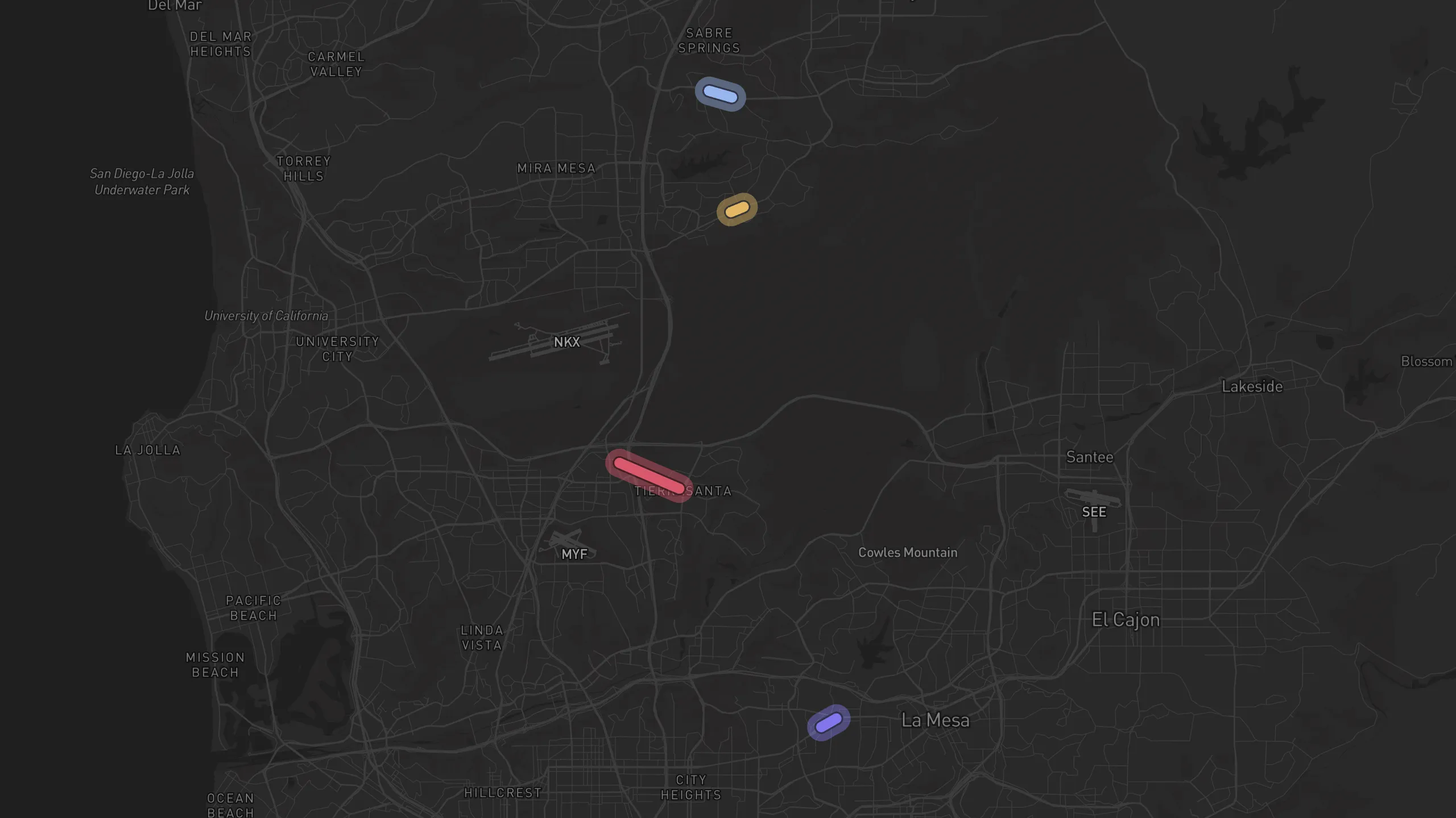 Map of street alignments in San Diego