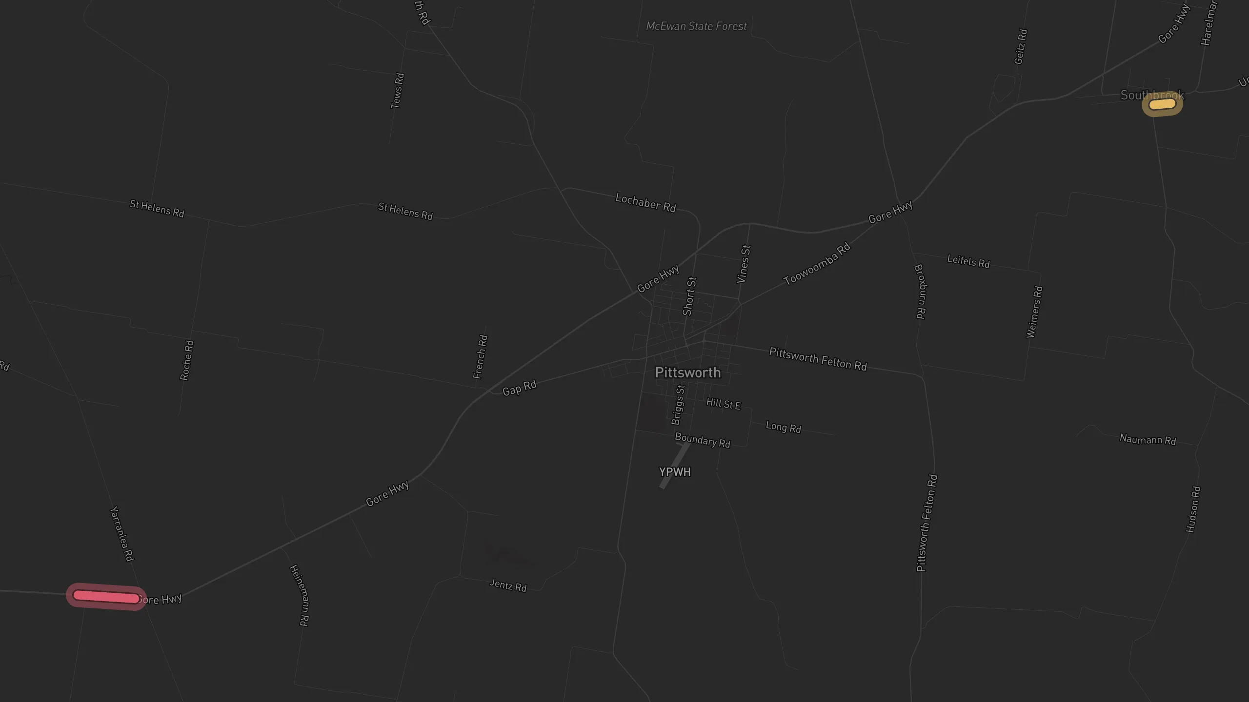 Map of street alignments in Toowoomba