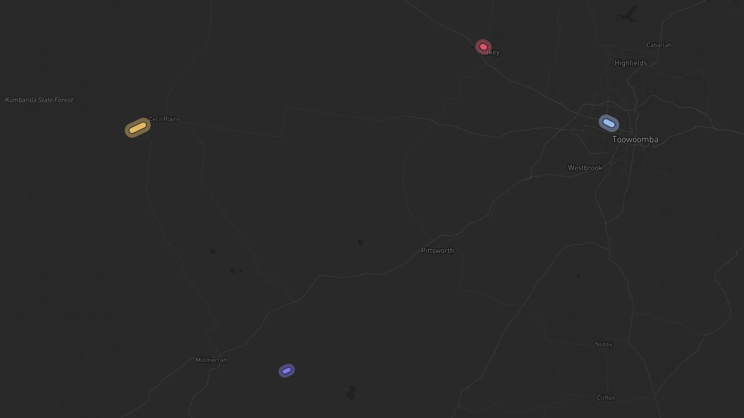 Map of street alignments in Toowoomba