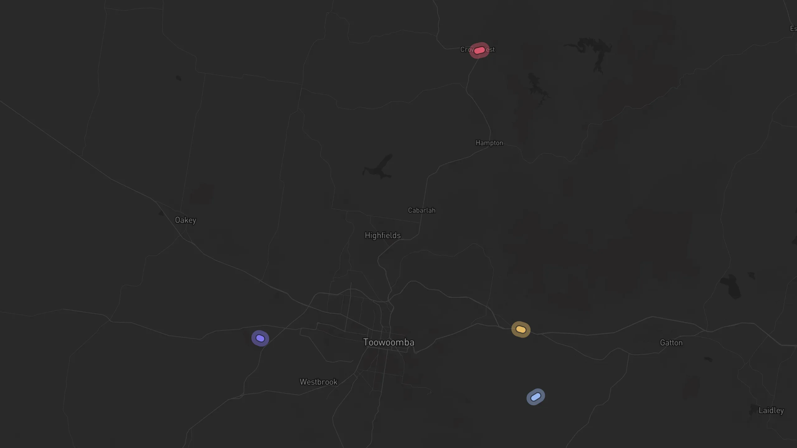 Map of street alignments in Toowoomba