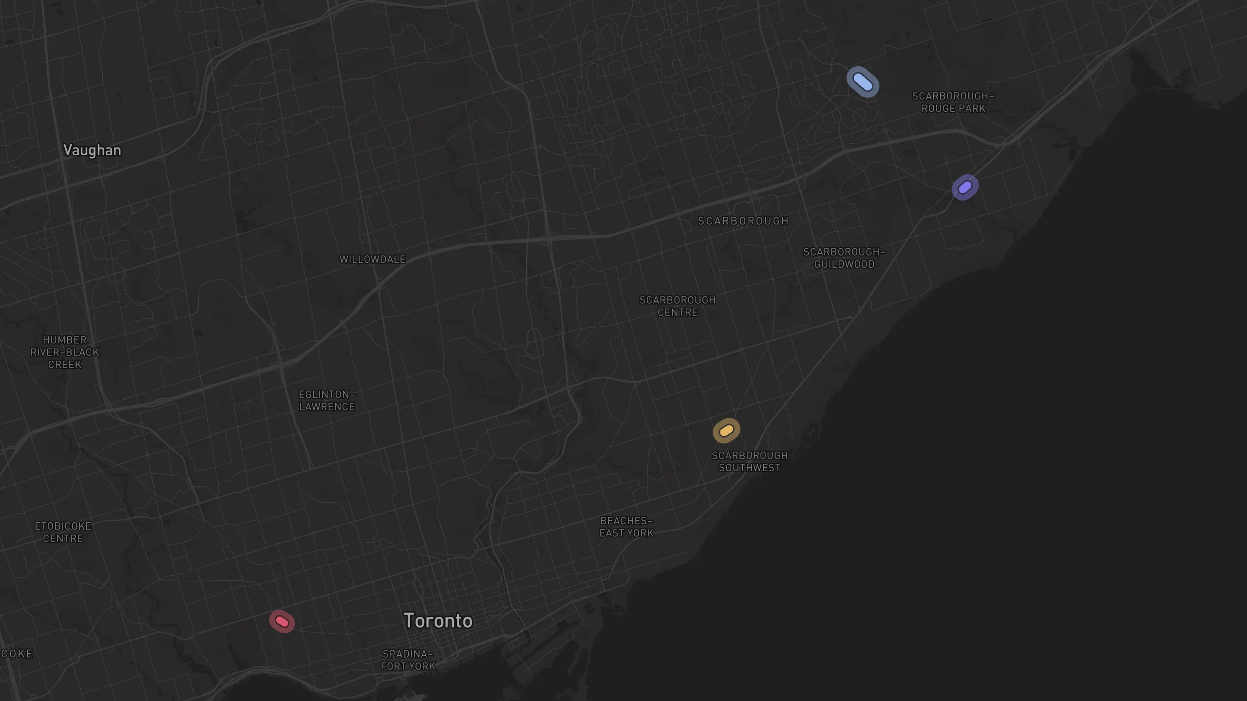 Map of street alignments in Toronto