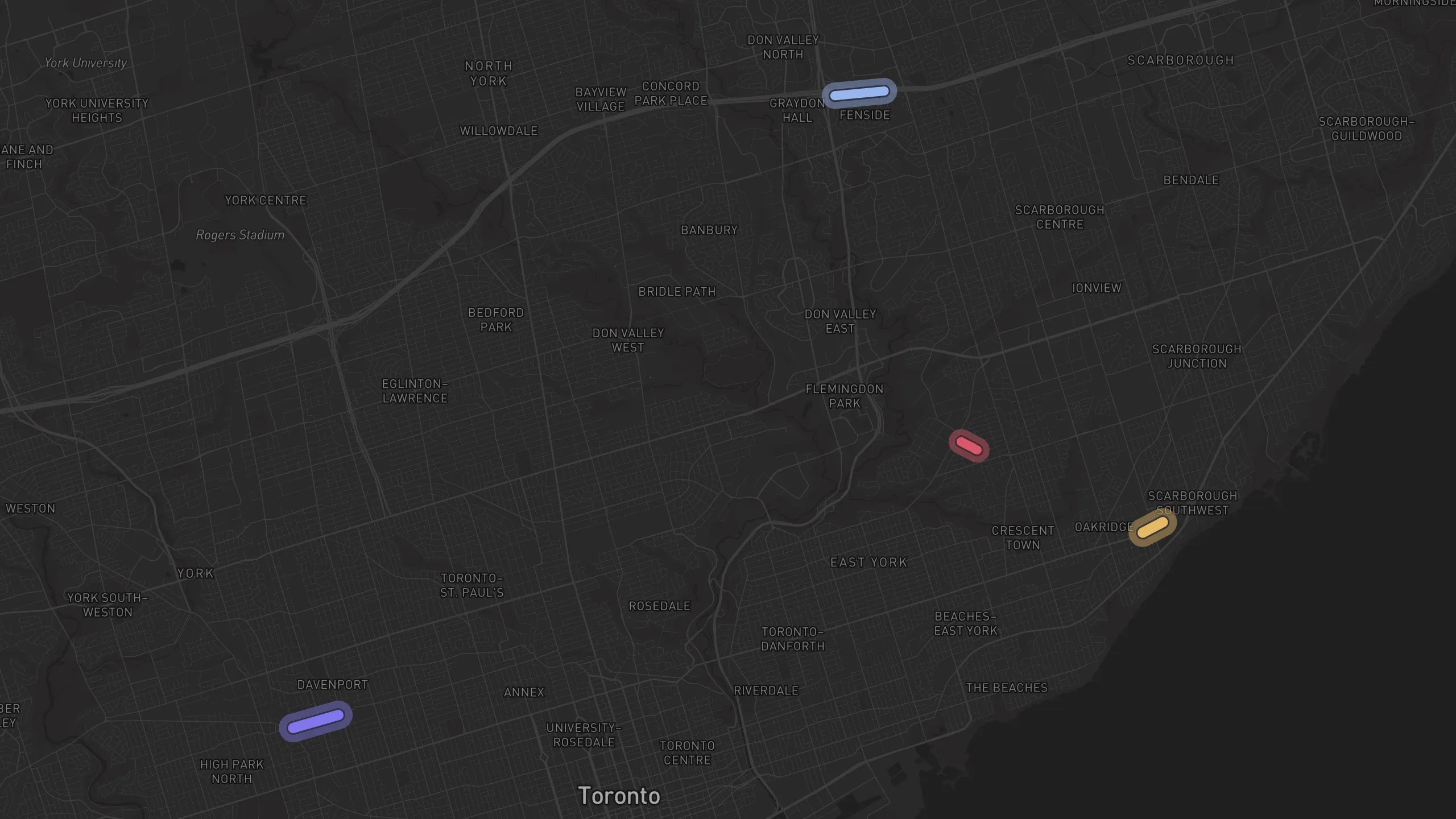 Map of street alignments in Toronto