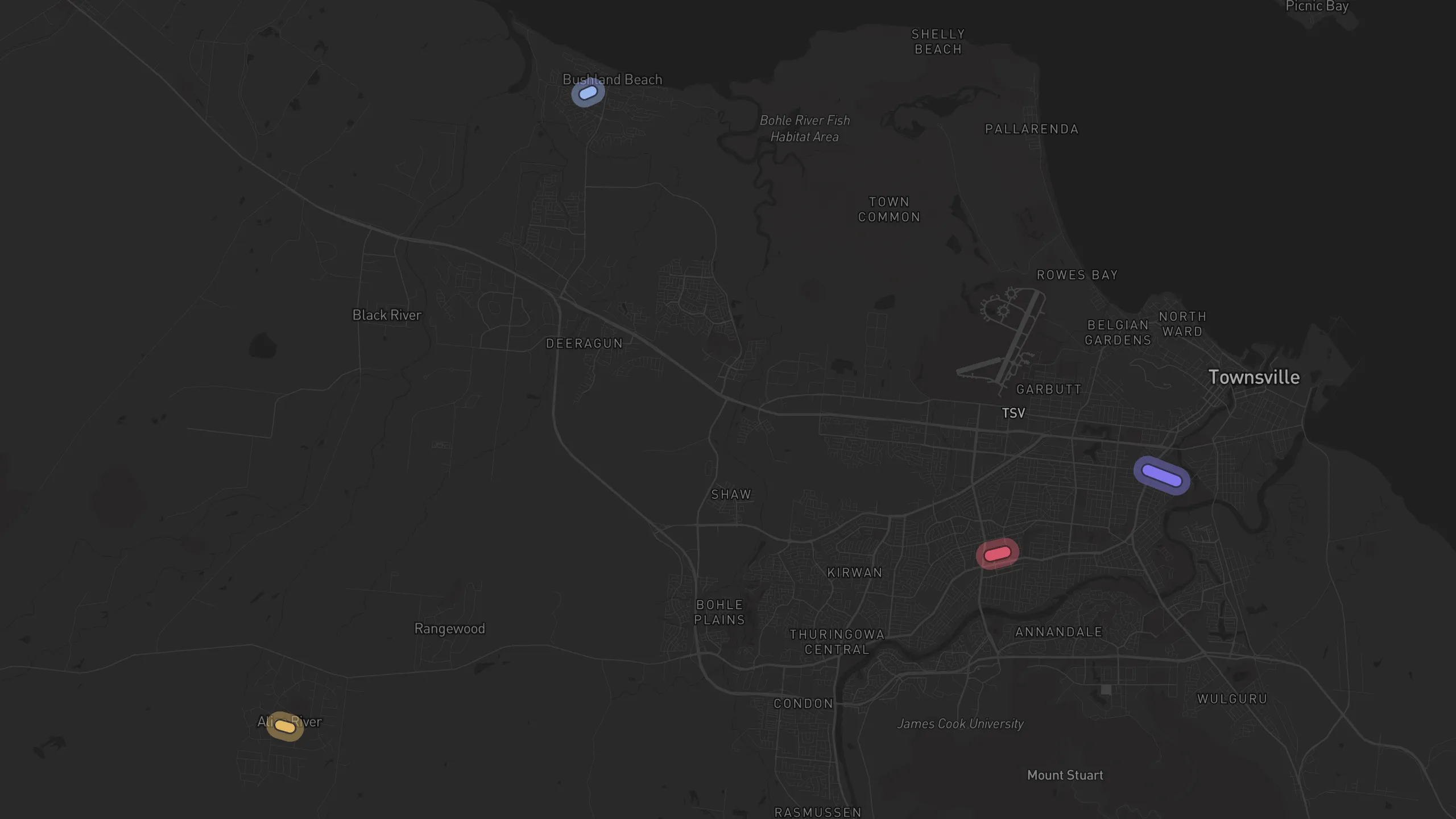 Map of street alignments in Townsville