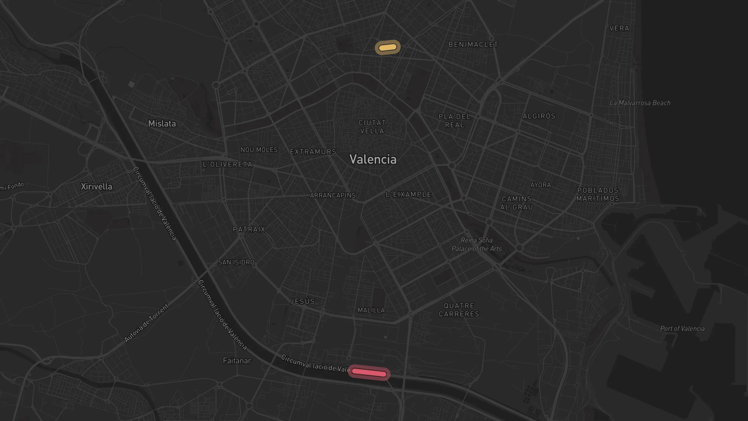 Map of street alignments in Valencia
