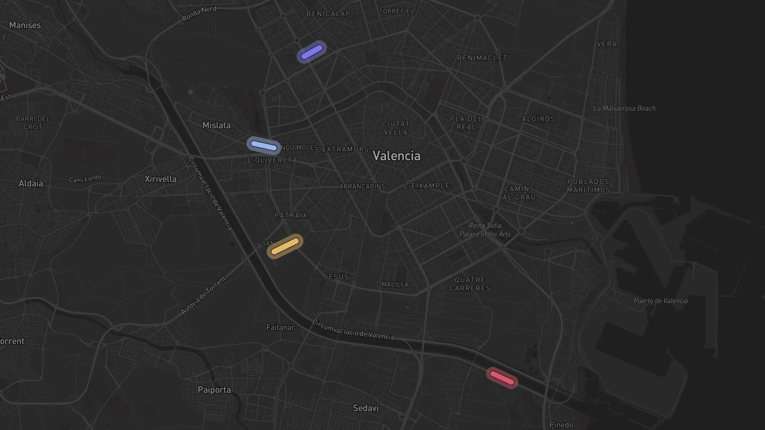 Map of street alignments in Valencia